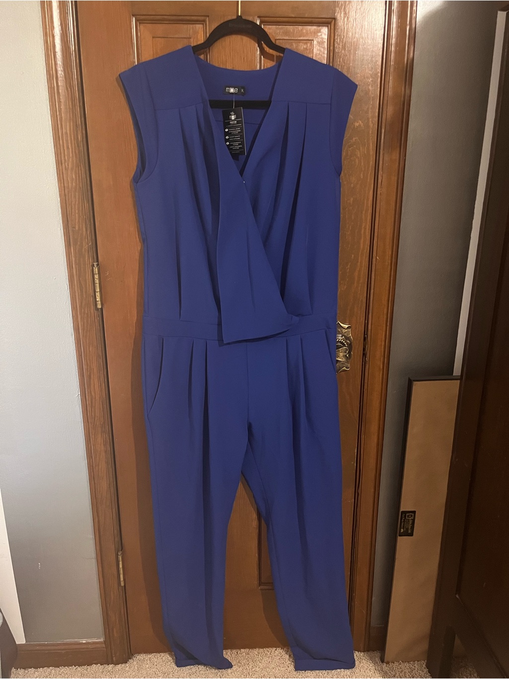 Sleeveless Cobalt Blue Wrap-Front Jumpsuit